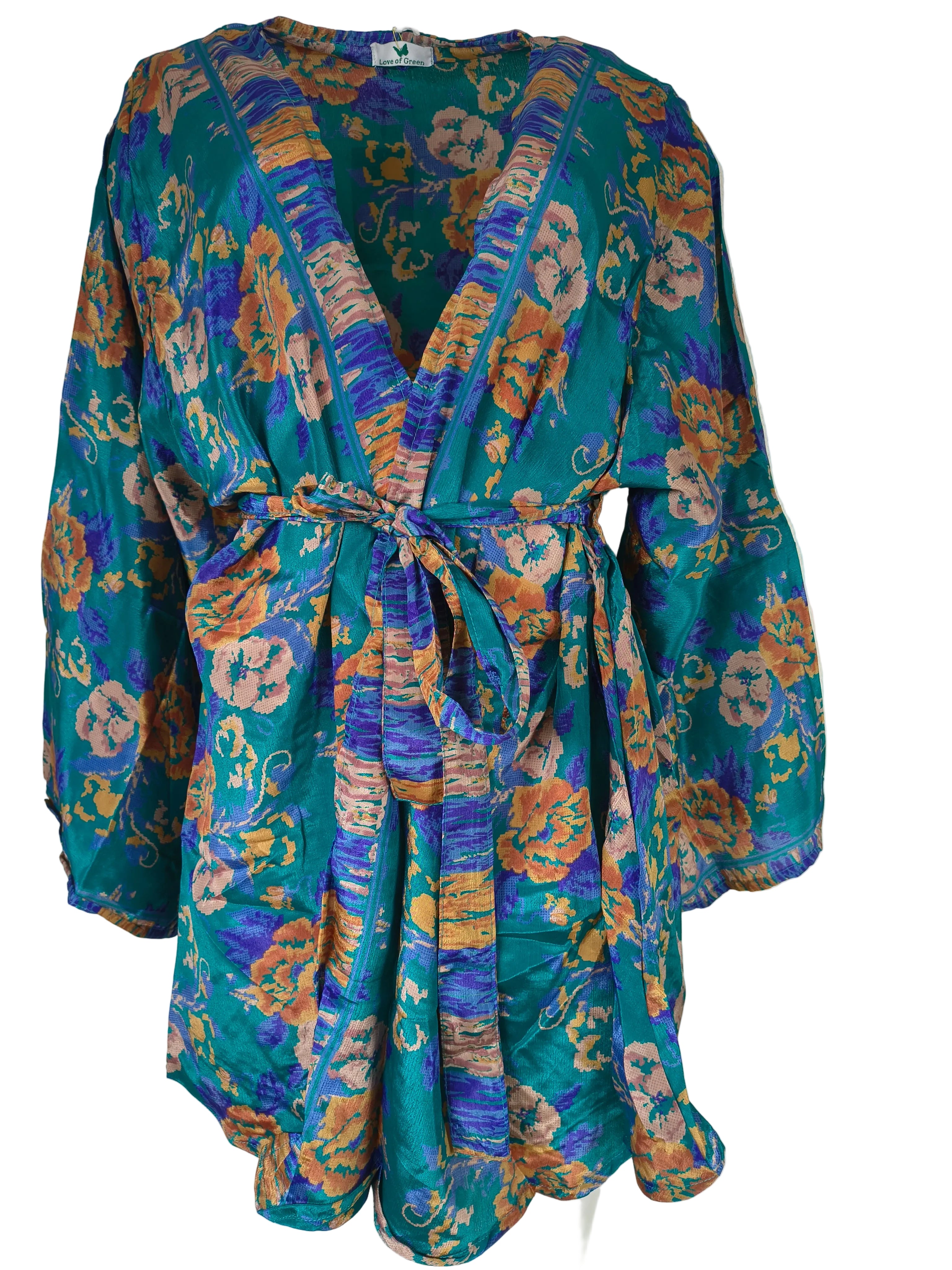 Avani Kimono Turquoise Flowers