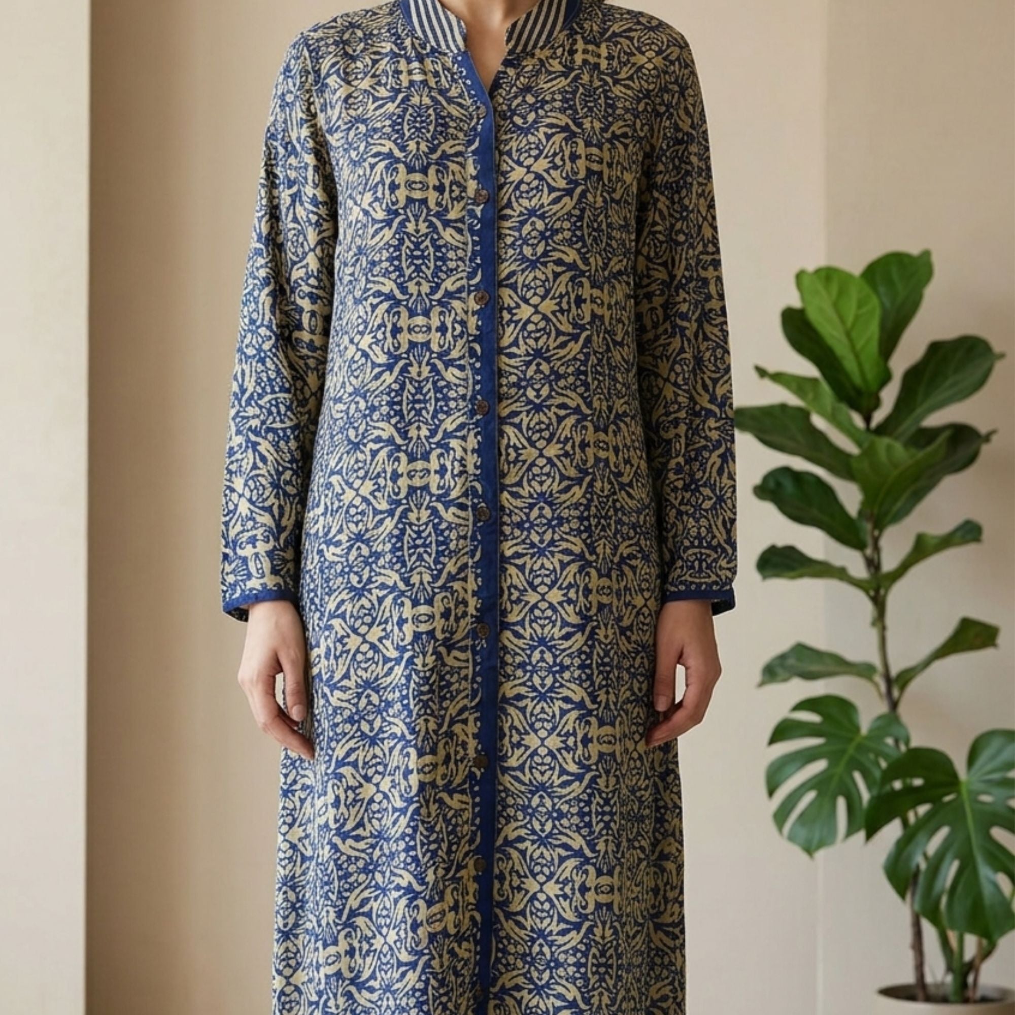 Anaya Skjortekjole Navy Beige