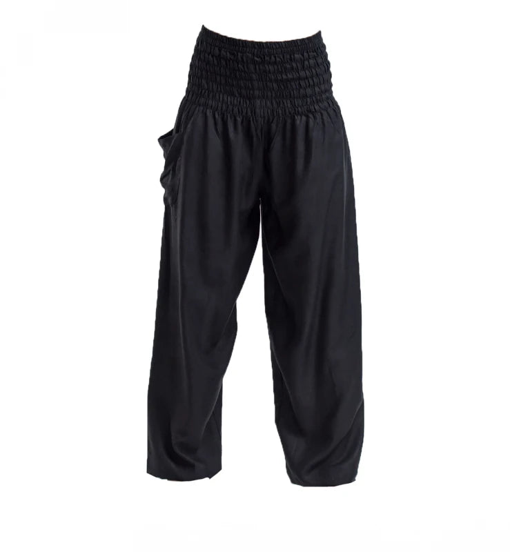 Thai Haremsbukser High-Cut Solid Black