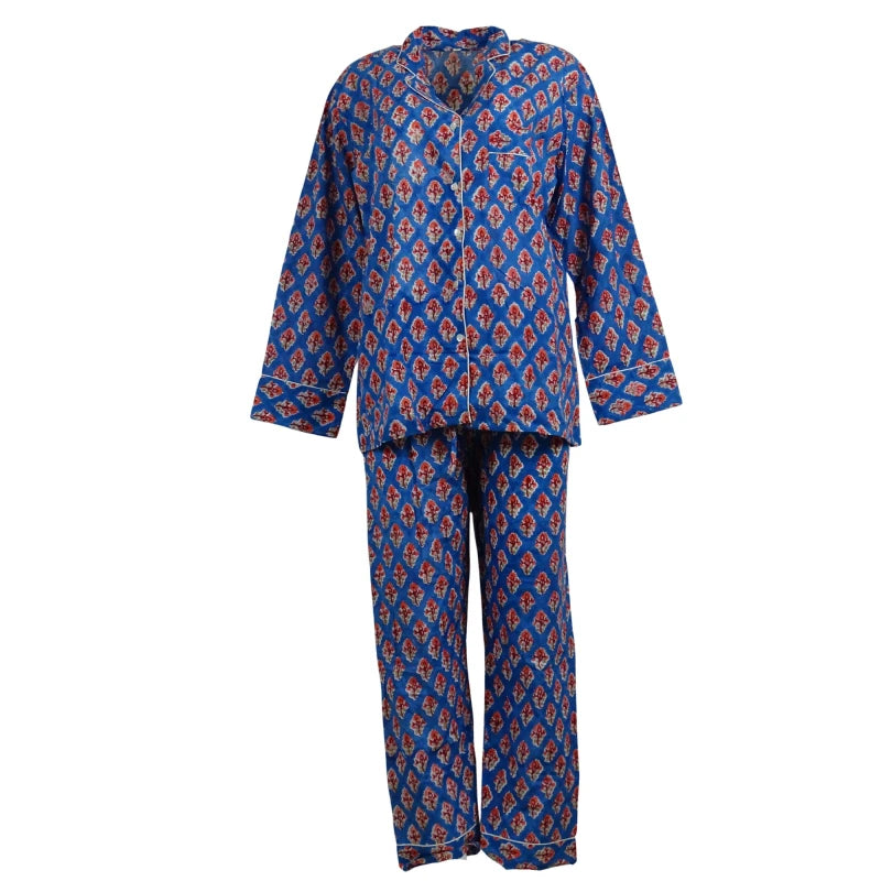 Pyjamas Blockprint Blue Rose