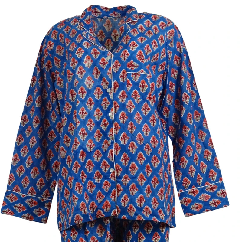 Pyjamas Blockprint Blue Rose