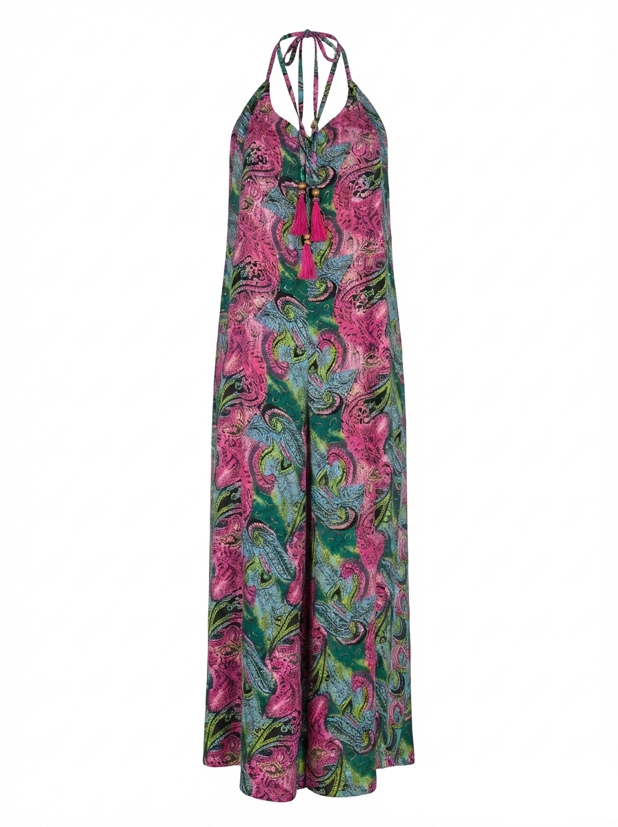 Nisha Halterneck Buksedragt - Paisley Pink