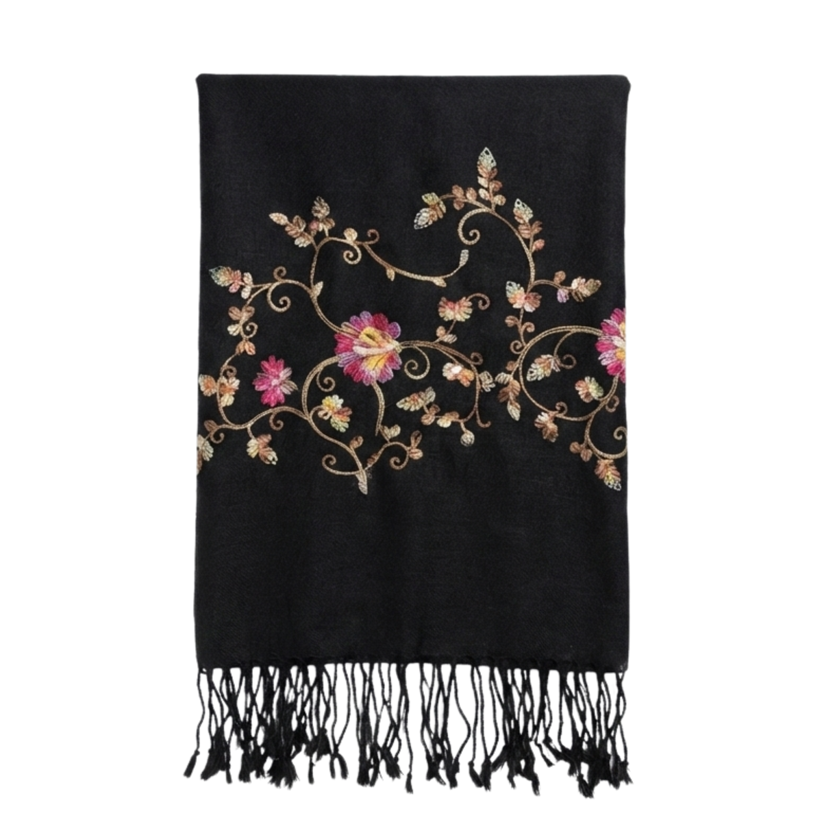 Nepal Pashmina Black Flowers