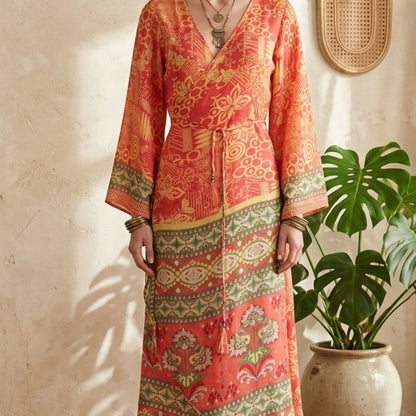 Mandara Wrap Kjole Coral