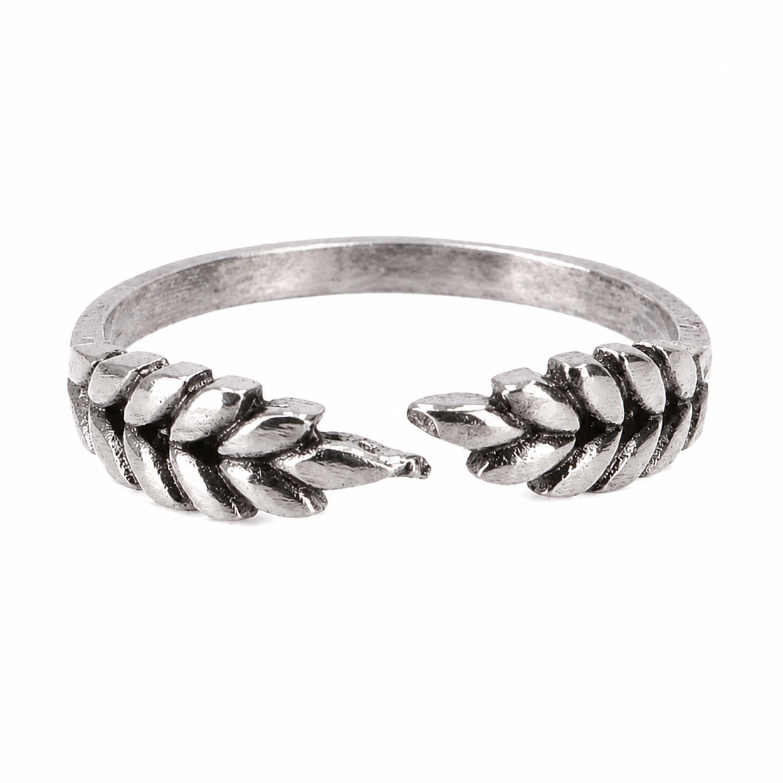 Fingerring Blad Sølvfarvet Messing