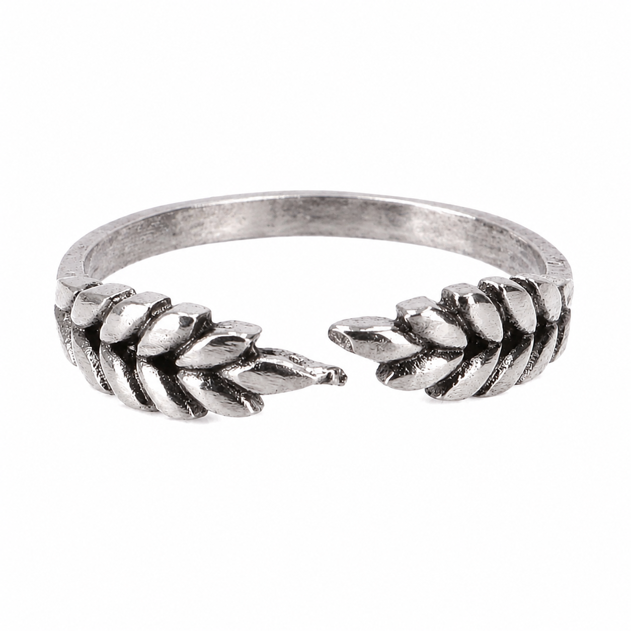 Fingerring Blad Sølvfarvet Messing