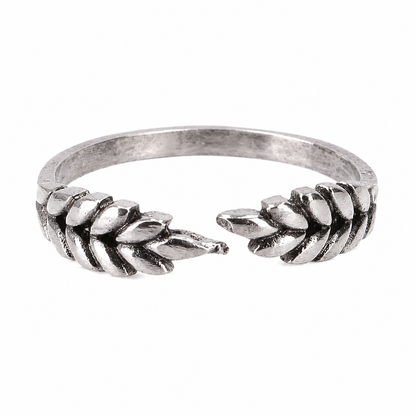 Fingerring Blad Sølvfarvet Messing