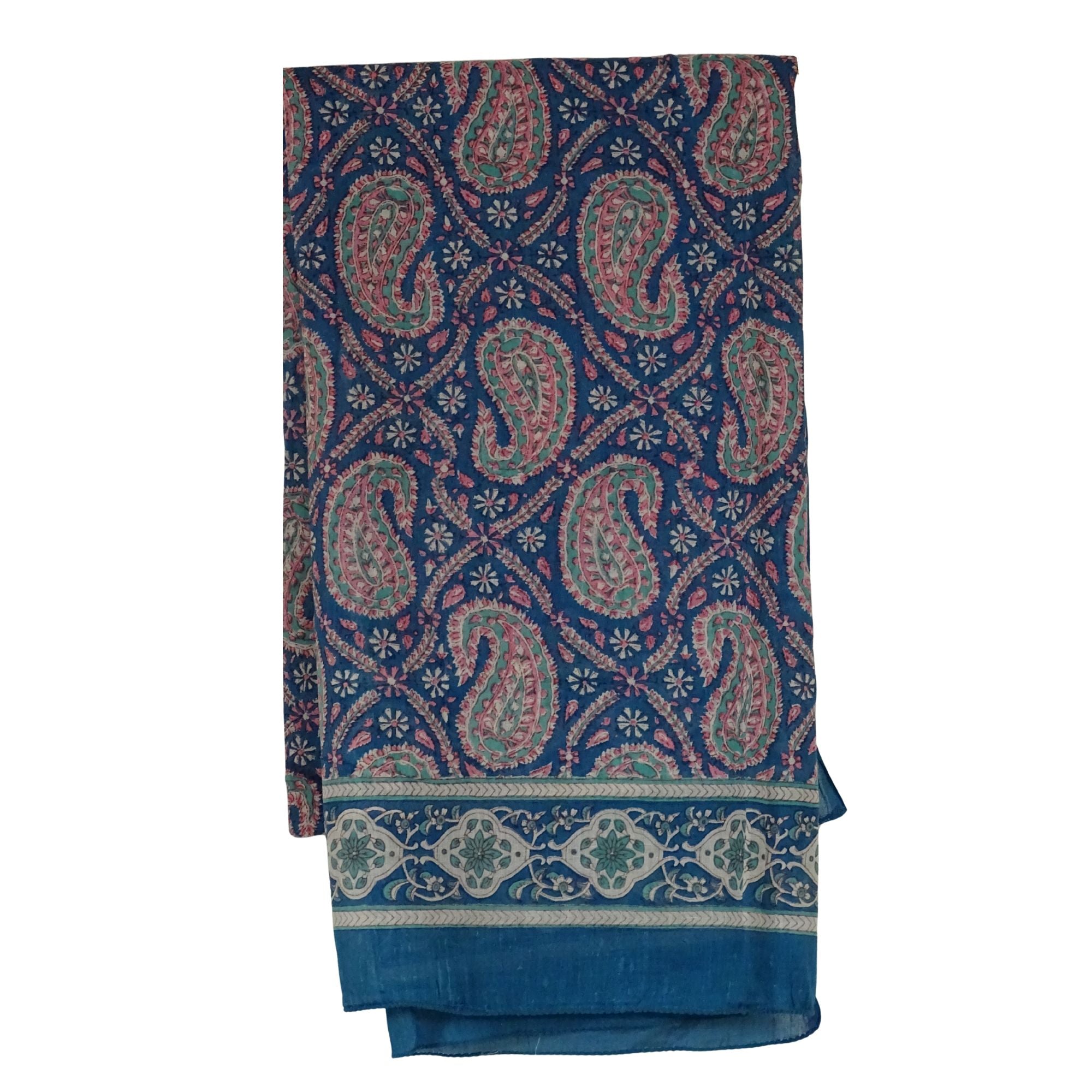 Blockprint Sarong Turquoise Rose