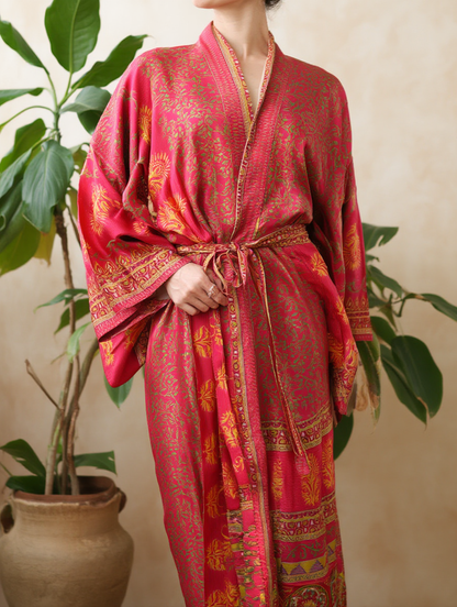 Leela Lang Kimono Fuchsia Red