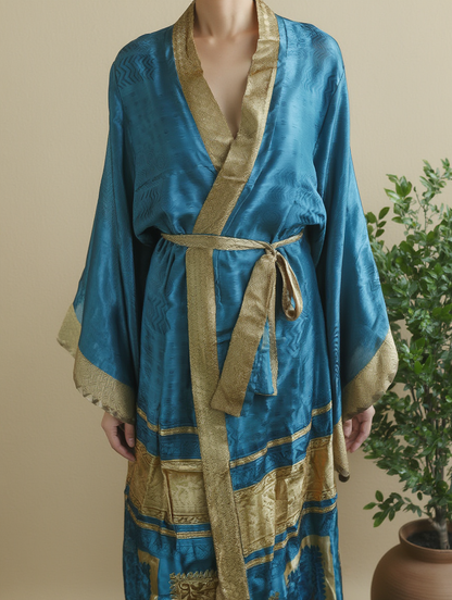 Leela Lang Kimono Petrol Beige