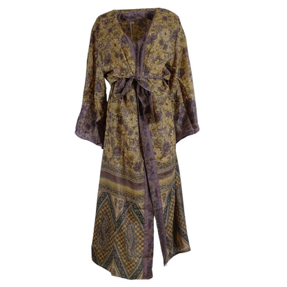 Leela Lang Kimono Floral Brown