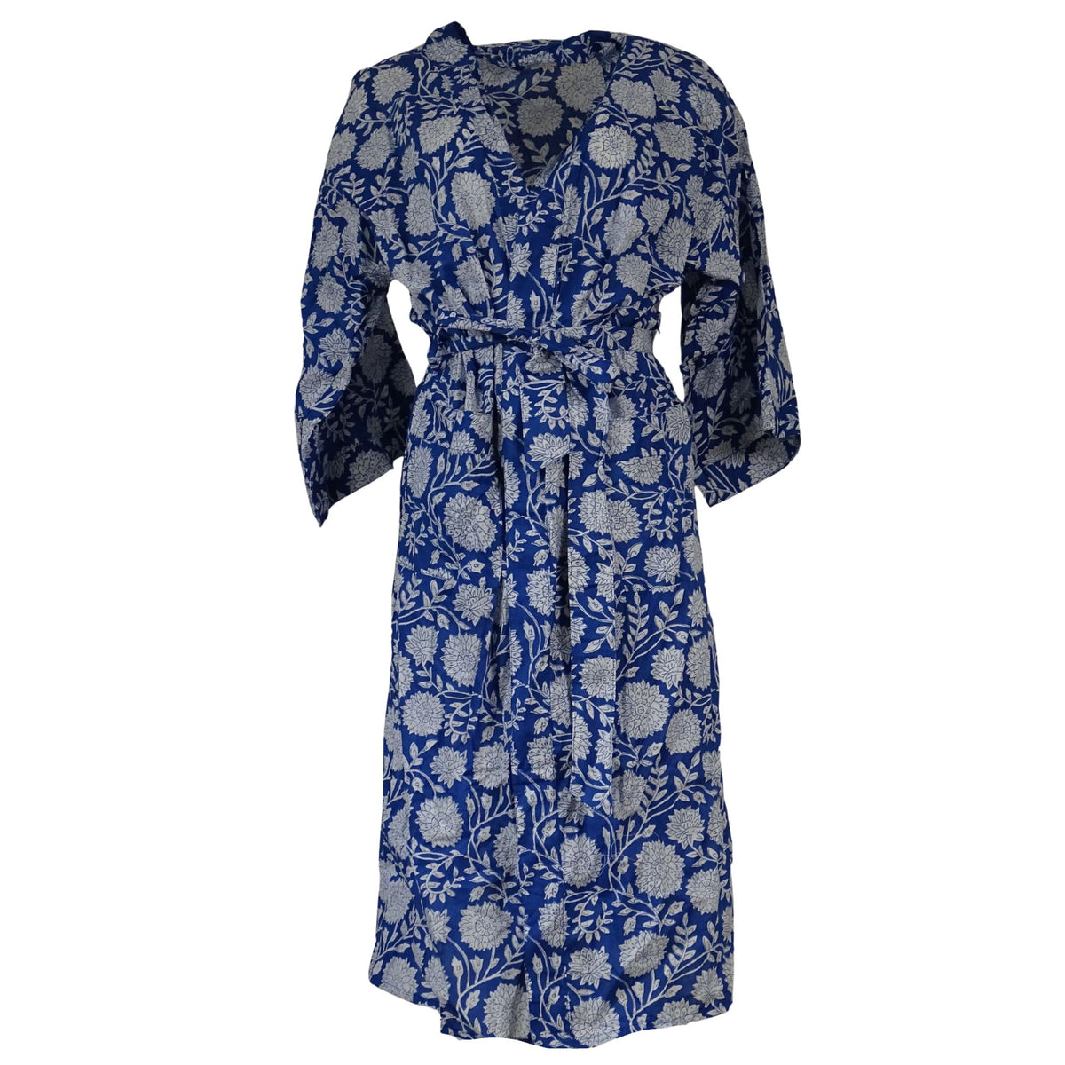 Kimono Blockprint Floral Blue