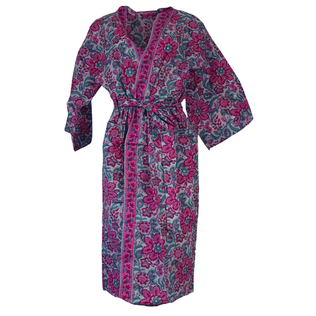 Kimono Blockprint Floral Rose