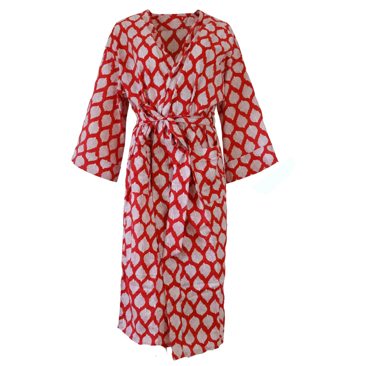 Kimono Blockprint Red Leaves