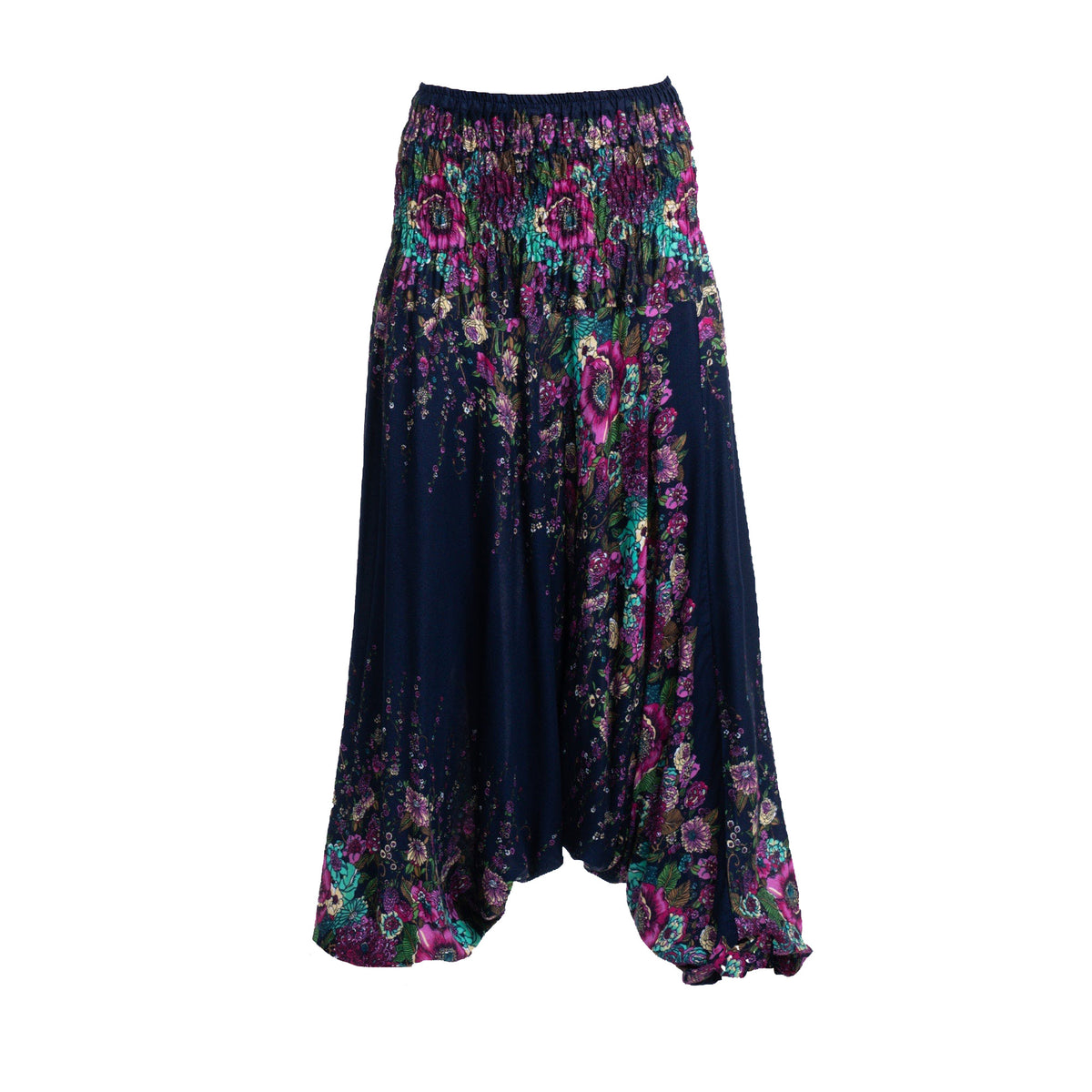 Thai Baggy Haremsbukser Floral Blue