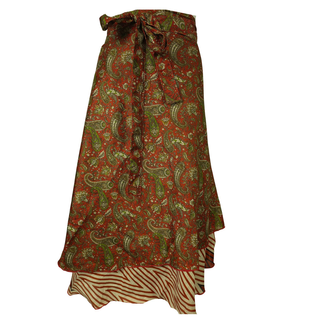Sari Slå-om Nederdel Midi Paisley Brown