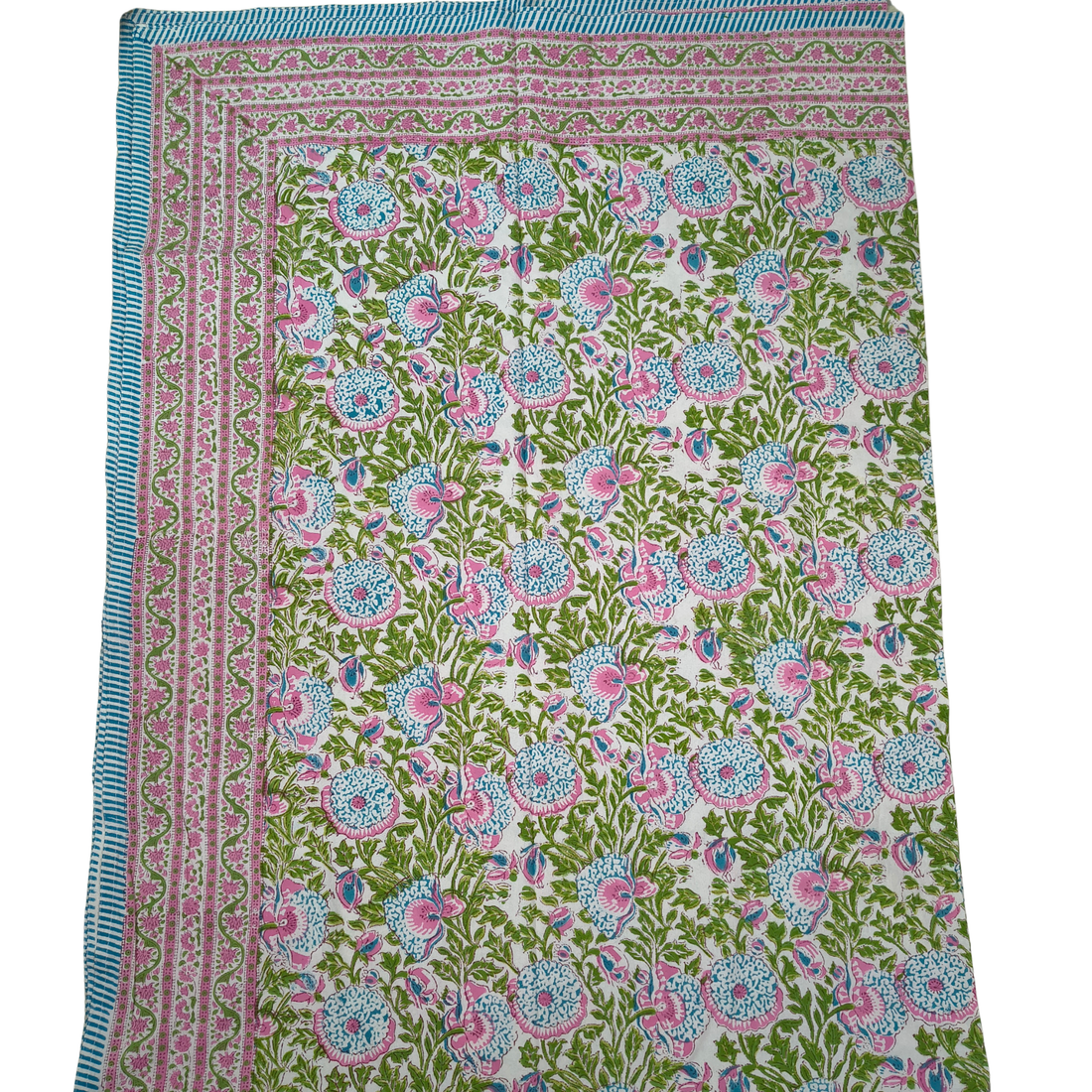 Blockprint Dug Floral Grøn