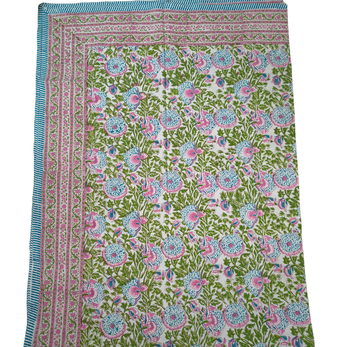 Blockprint Dug Floral Grøn