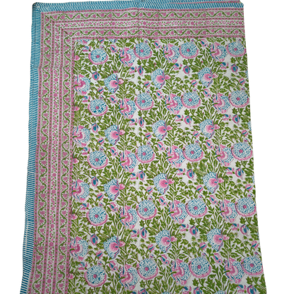 Blockprint Dug Floral Grøn