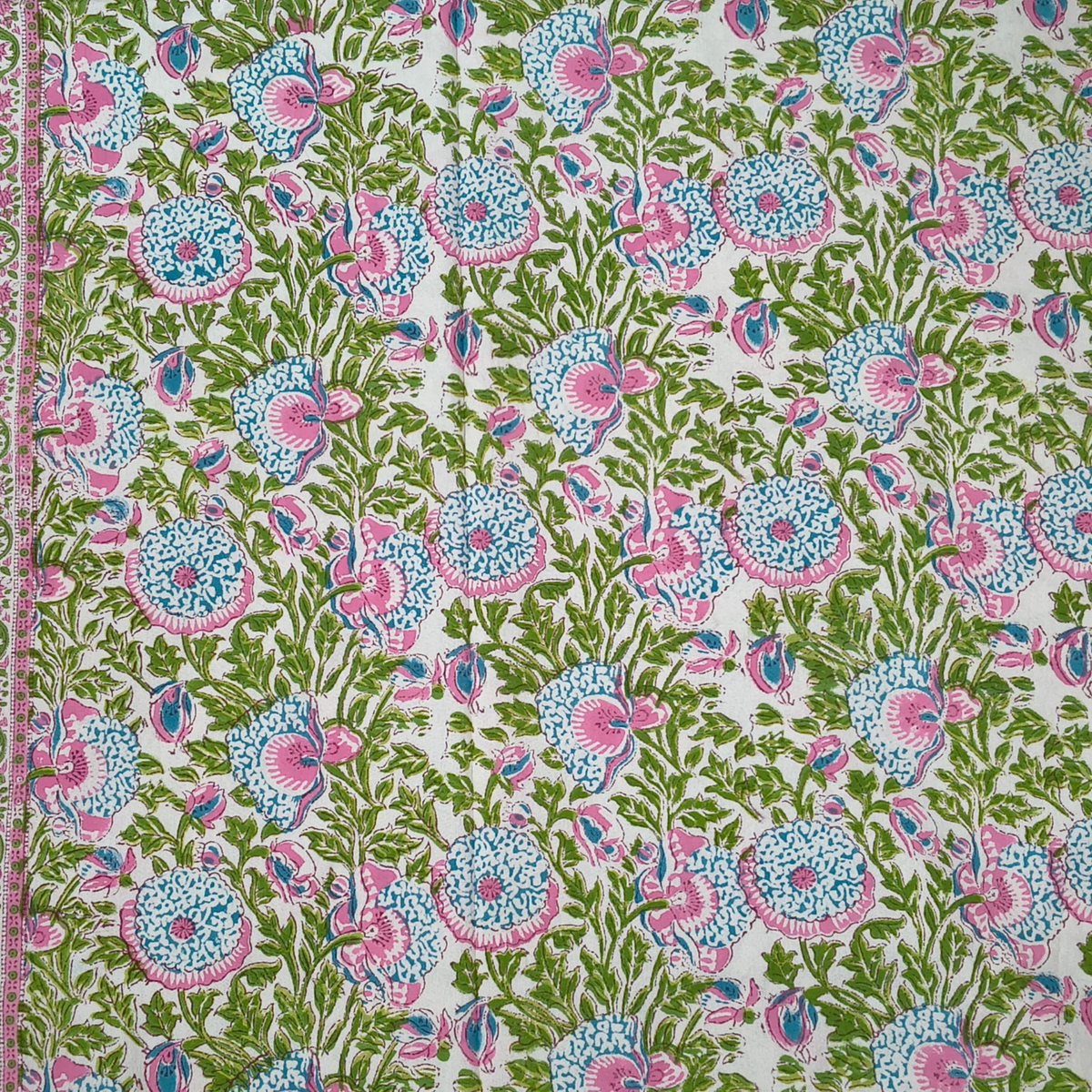 Blockprint Dug Floral Grøn