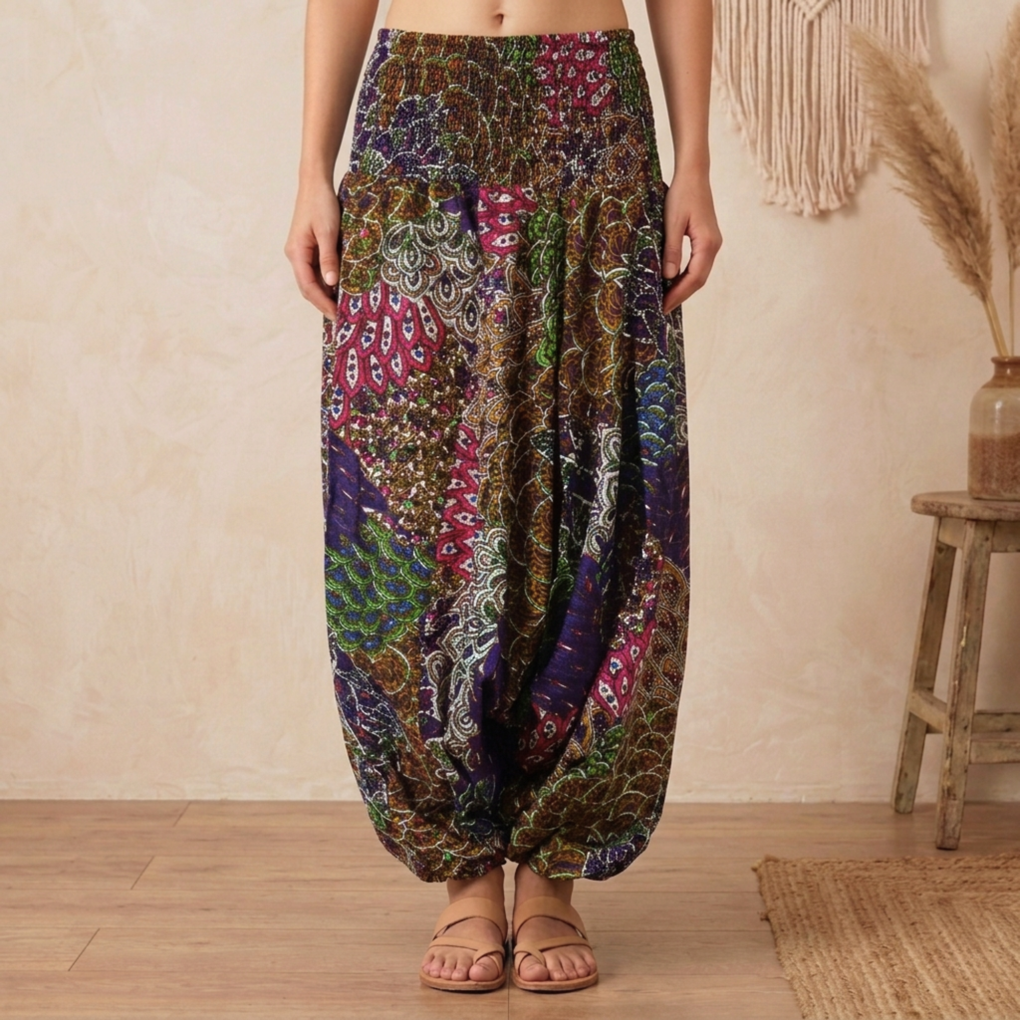 Baggy Bukser Peacock Purple Fuchsia