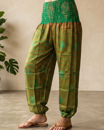 Haremsbukser Vintage Green Stripes