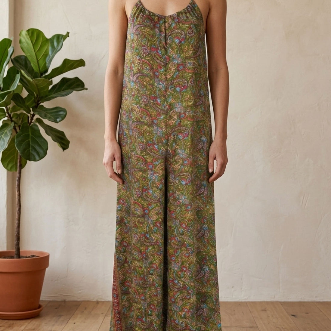Nisha Halterneck Buksedragt - Paisley Green