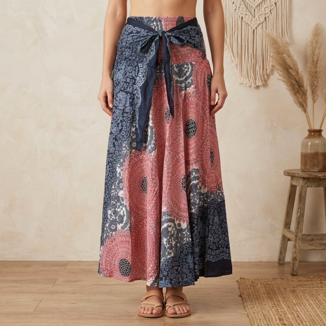 Mandala Maxi Nederdel Grey Red