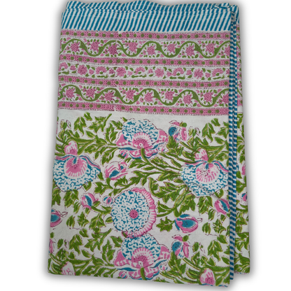 Blockprint Dug Floral Grøn