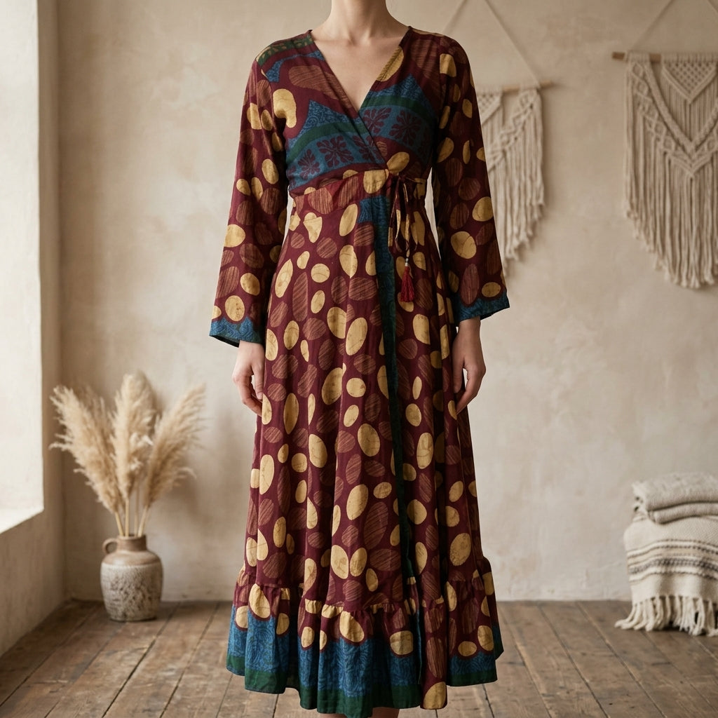 Bhavani Slå-om Kjole Burgundy Beige
