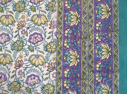 Indisk Sengetæppe Blockprint Mint