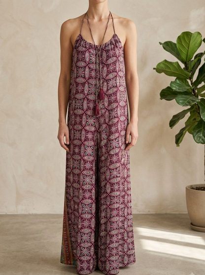 Nisha Halterneck Buksedragt - Burgundy