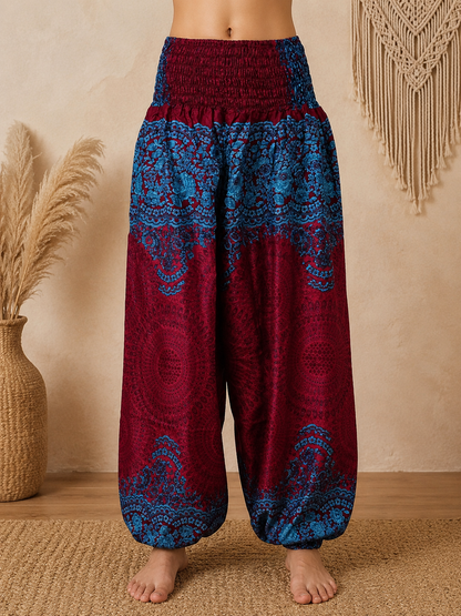 Haremsbukser Mandala Burgundy