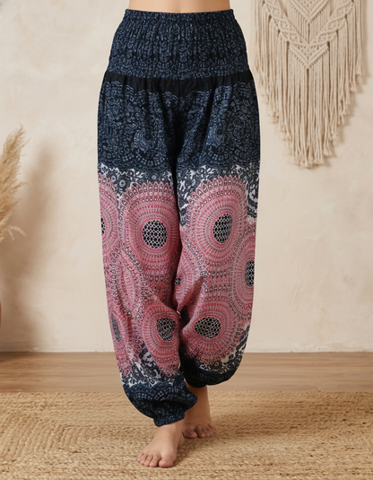 Haremsbukser Mandala Red Grey