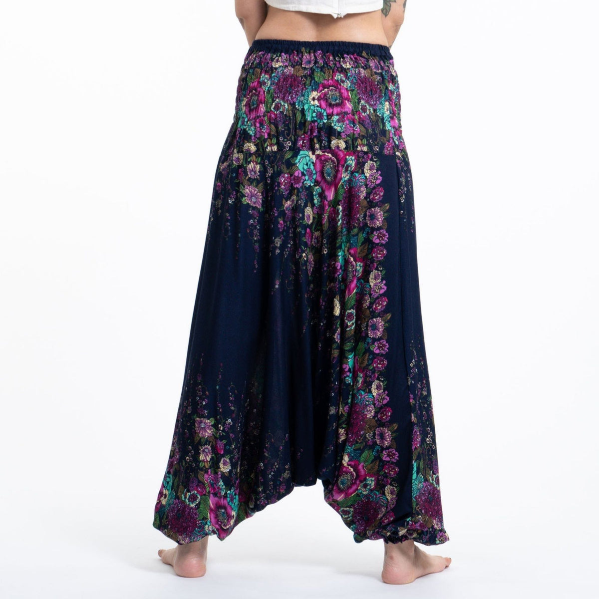 Thai Baggy Haremsbukser Floral Blue