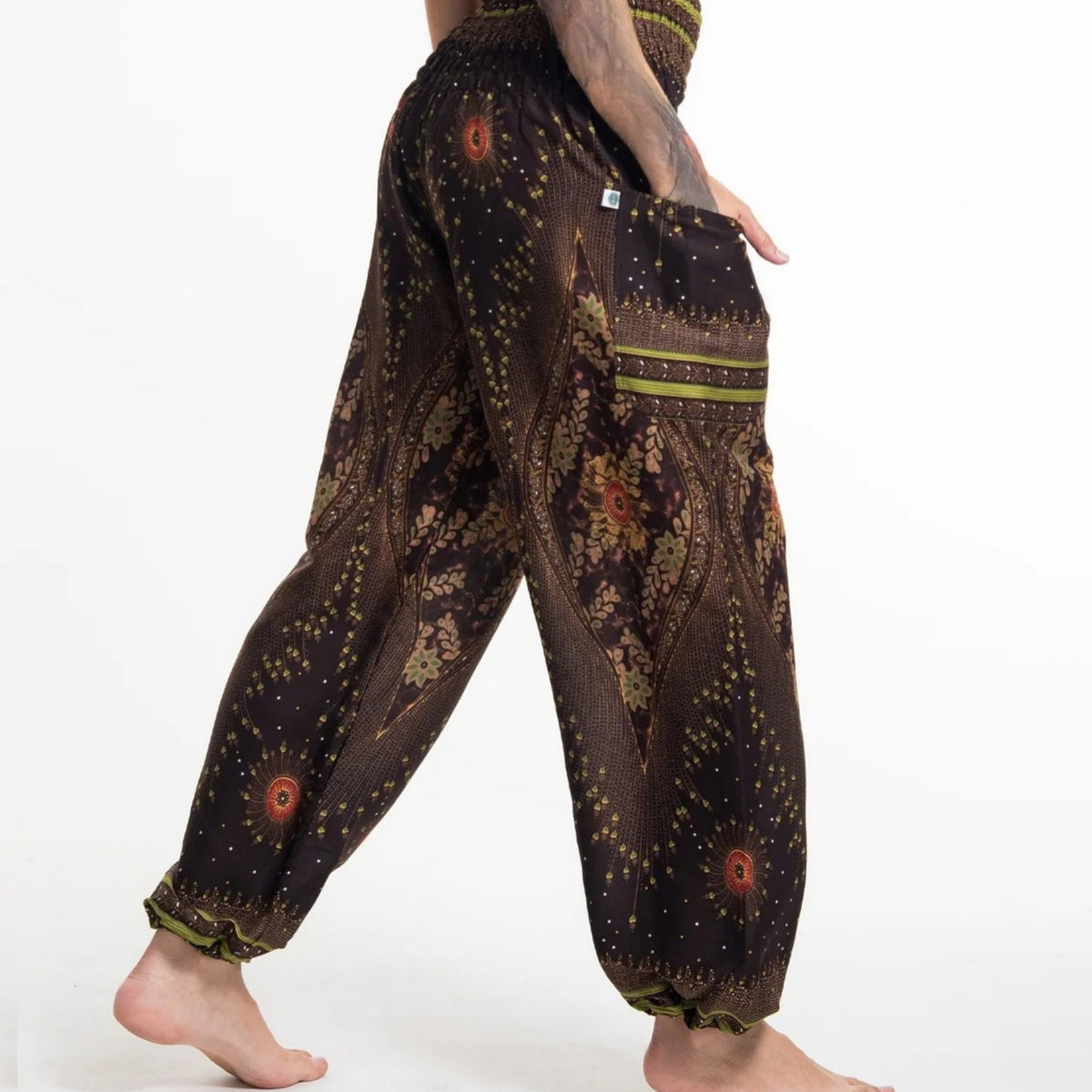 Thai Haremsbukser High-Cut Brown Feathers