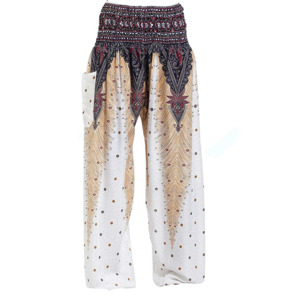 Thai Haremsbukser High-Cut White Feathers
