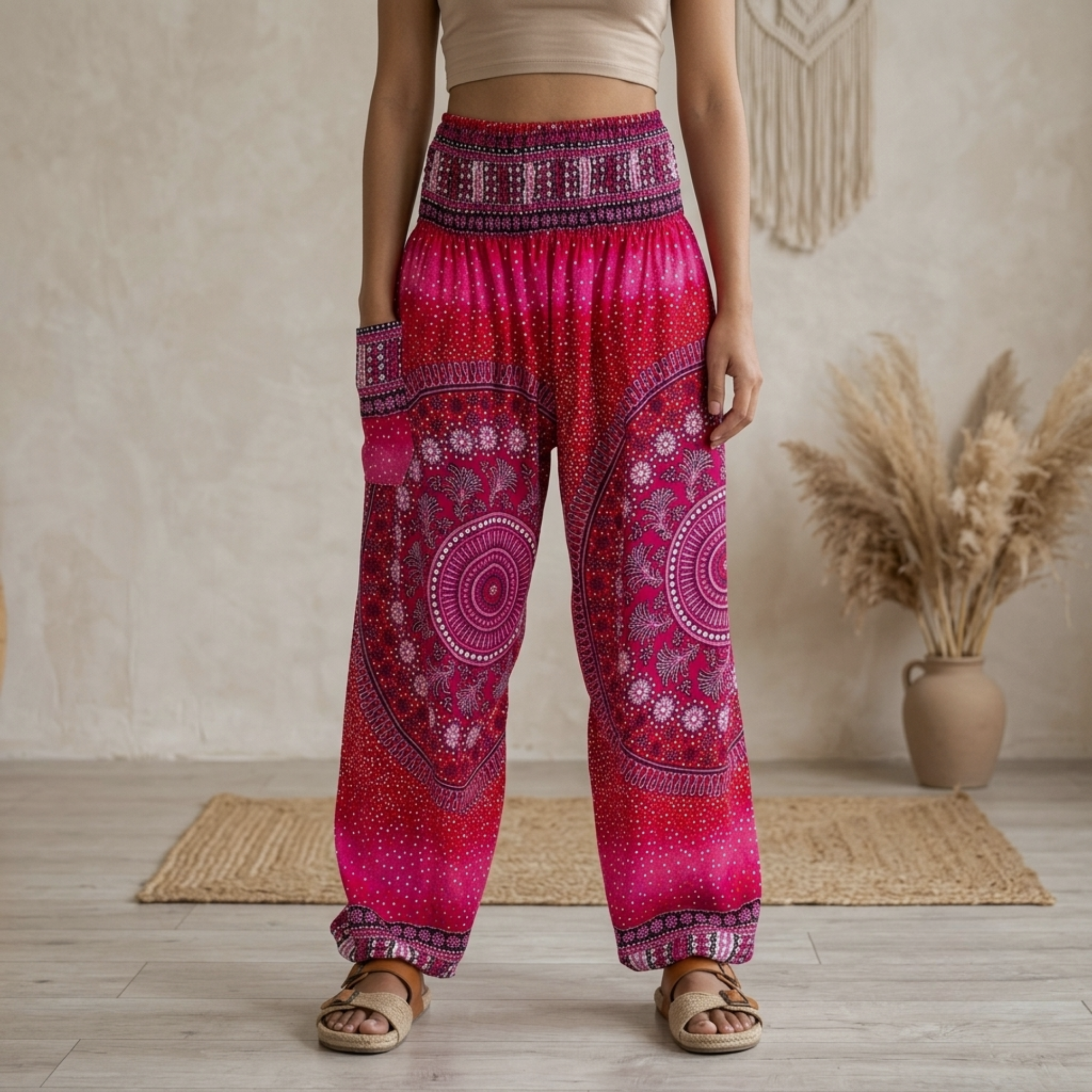 Thai Haremsbukser High-Cut Tribal Pink