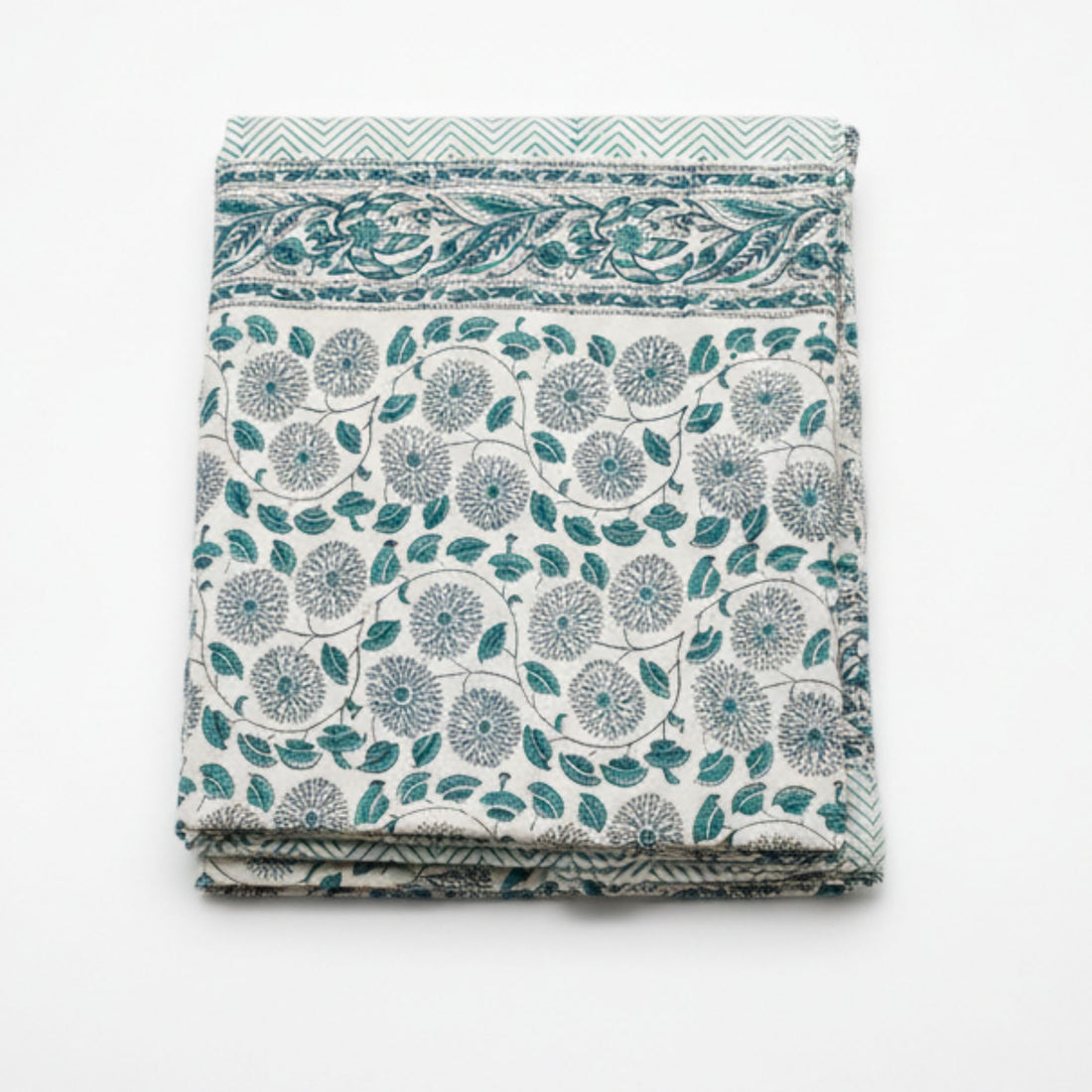 Blockprint Dug Mint Grøn