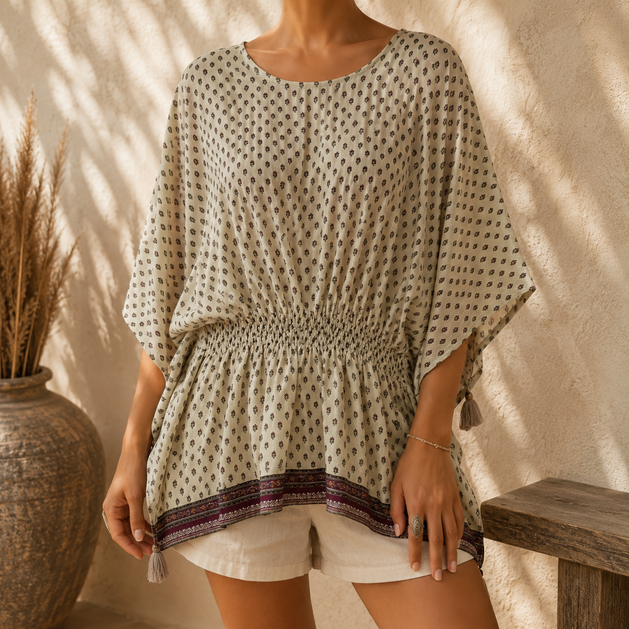 Priya Kaftanbluse Beige