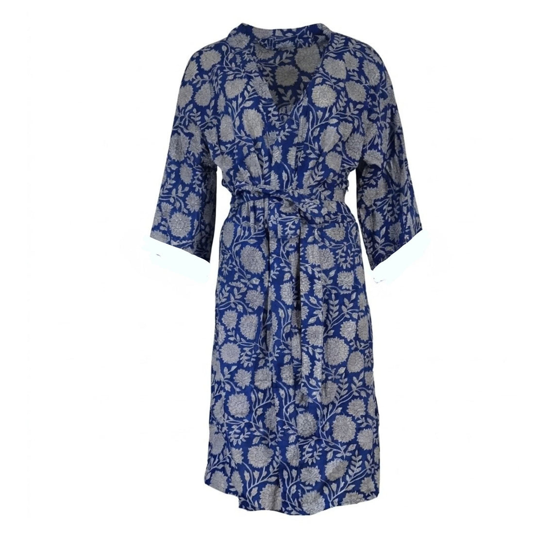 Kimono Blockprint Floral Blue