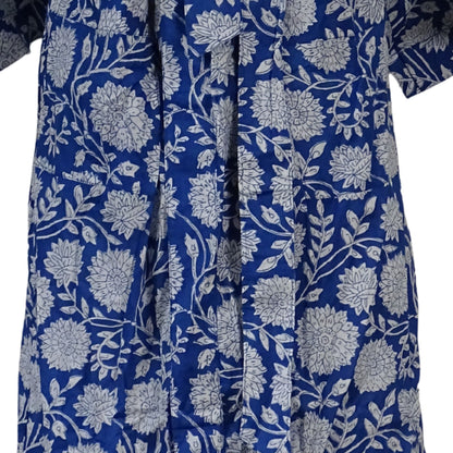 Kimono Blockprint Floral Blue