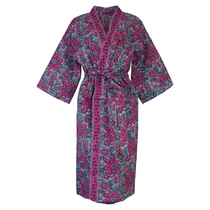 Kimono Blockprint Floral Rose