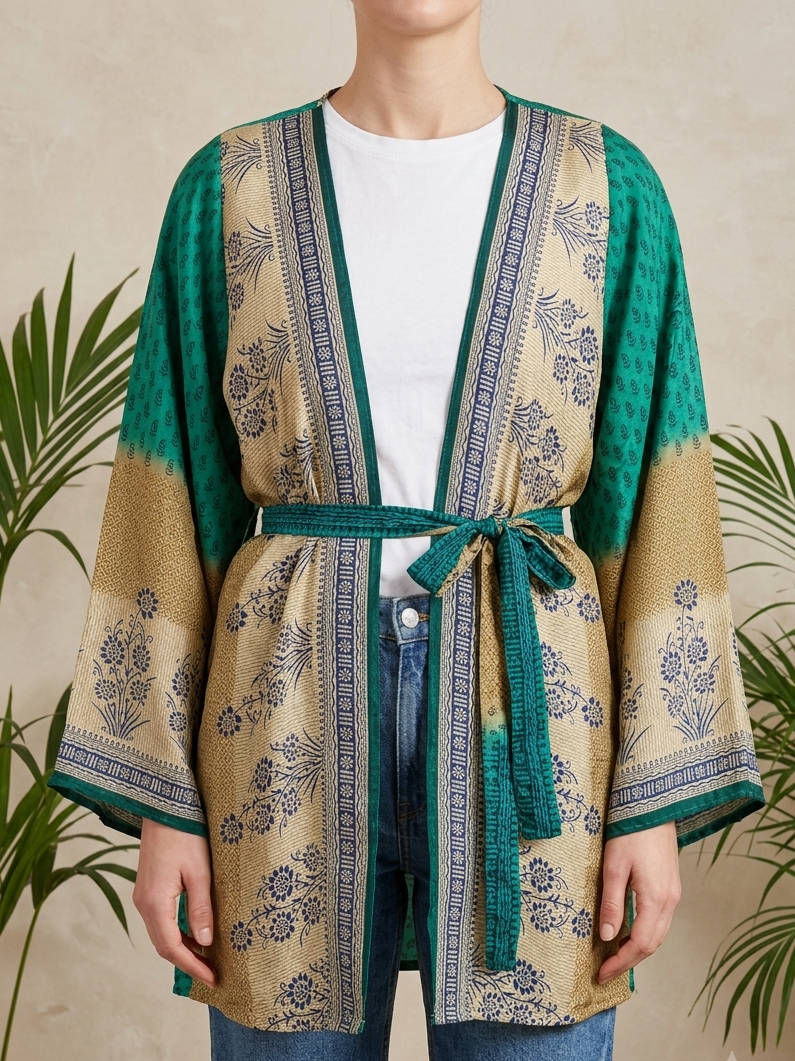 Avani Kimono Turquoise Beige