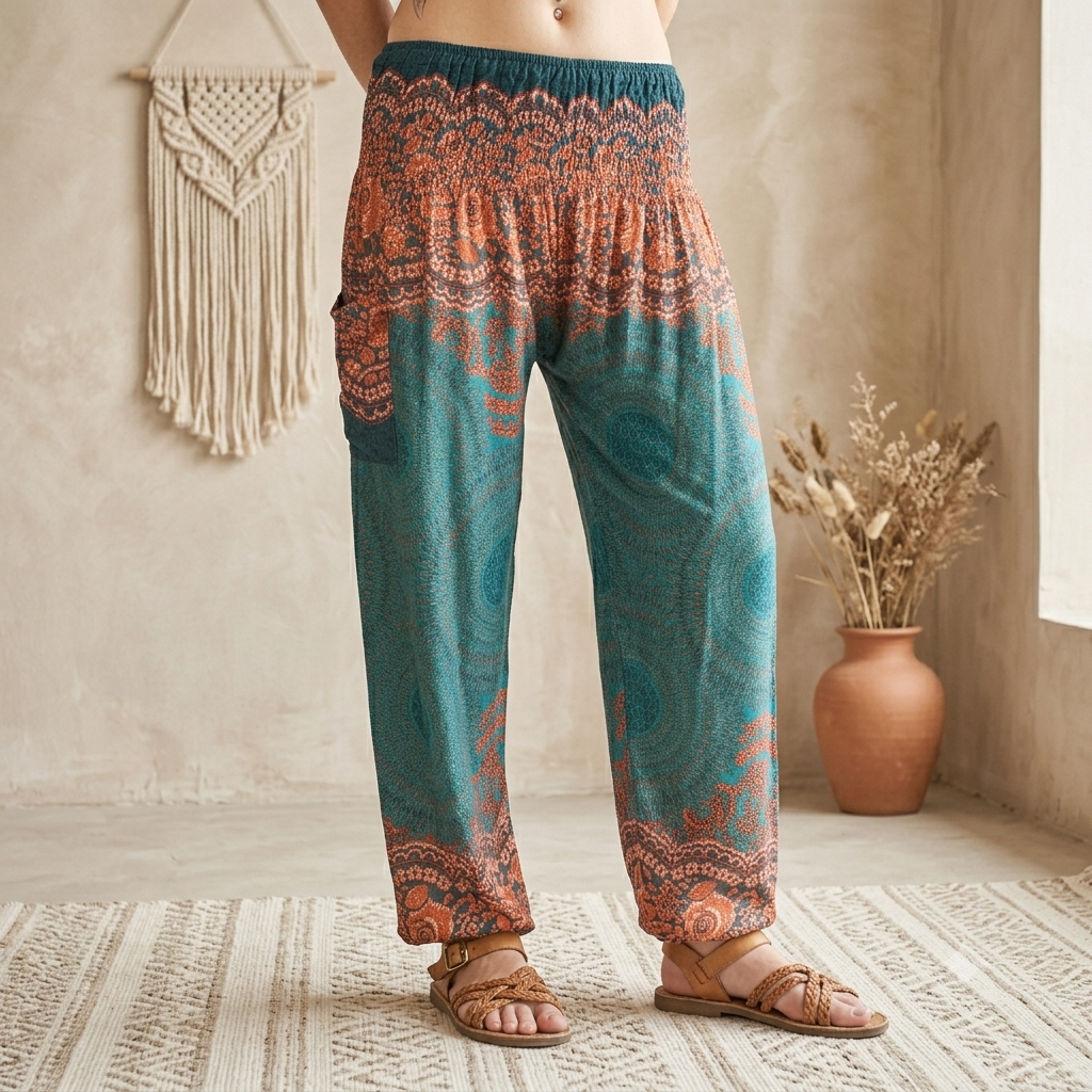 Thai Haremsbukser High-Cut Turquoise