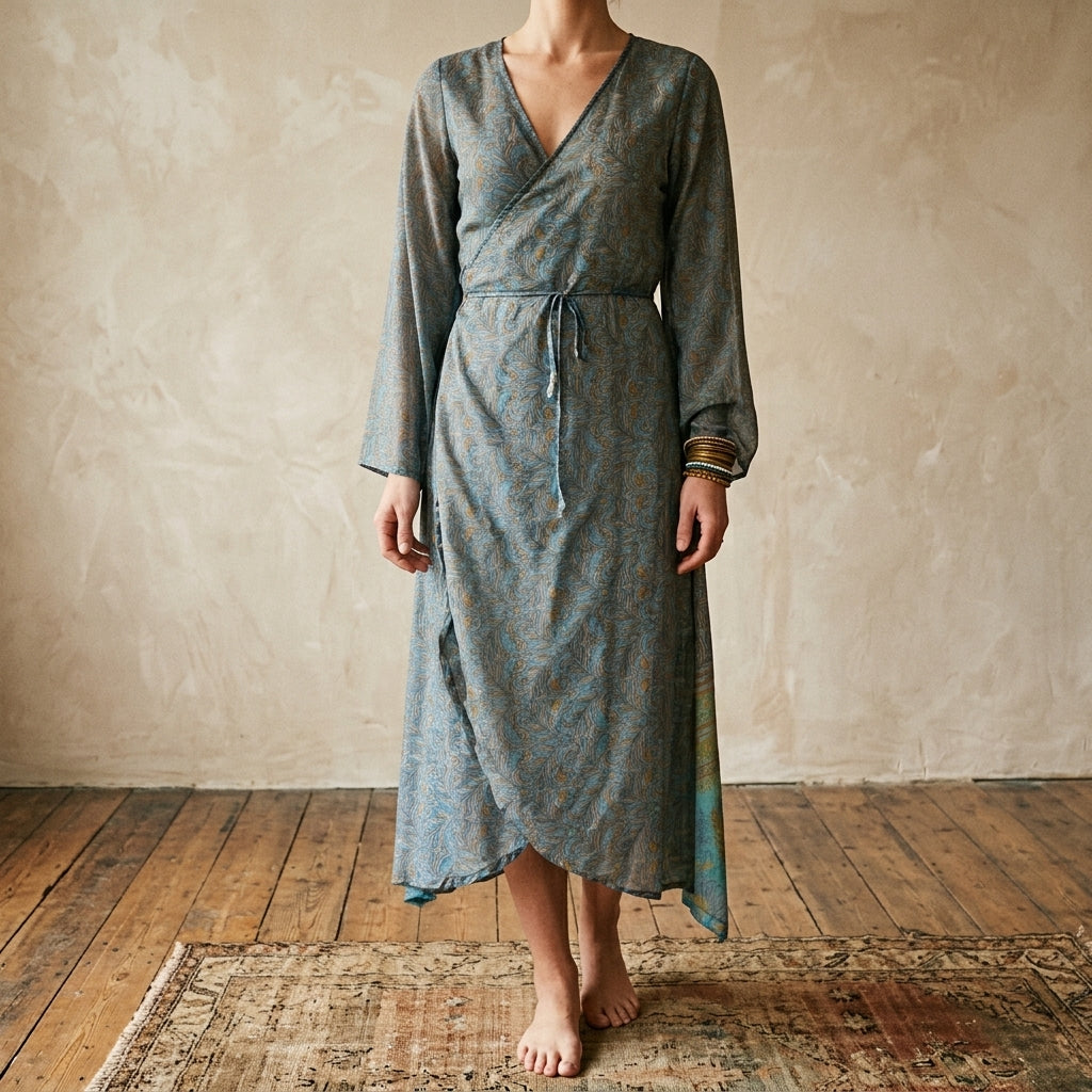 Mandara Wrap Kjole Blue n&