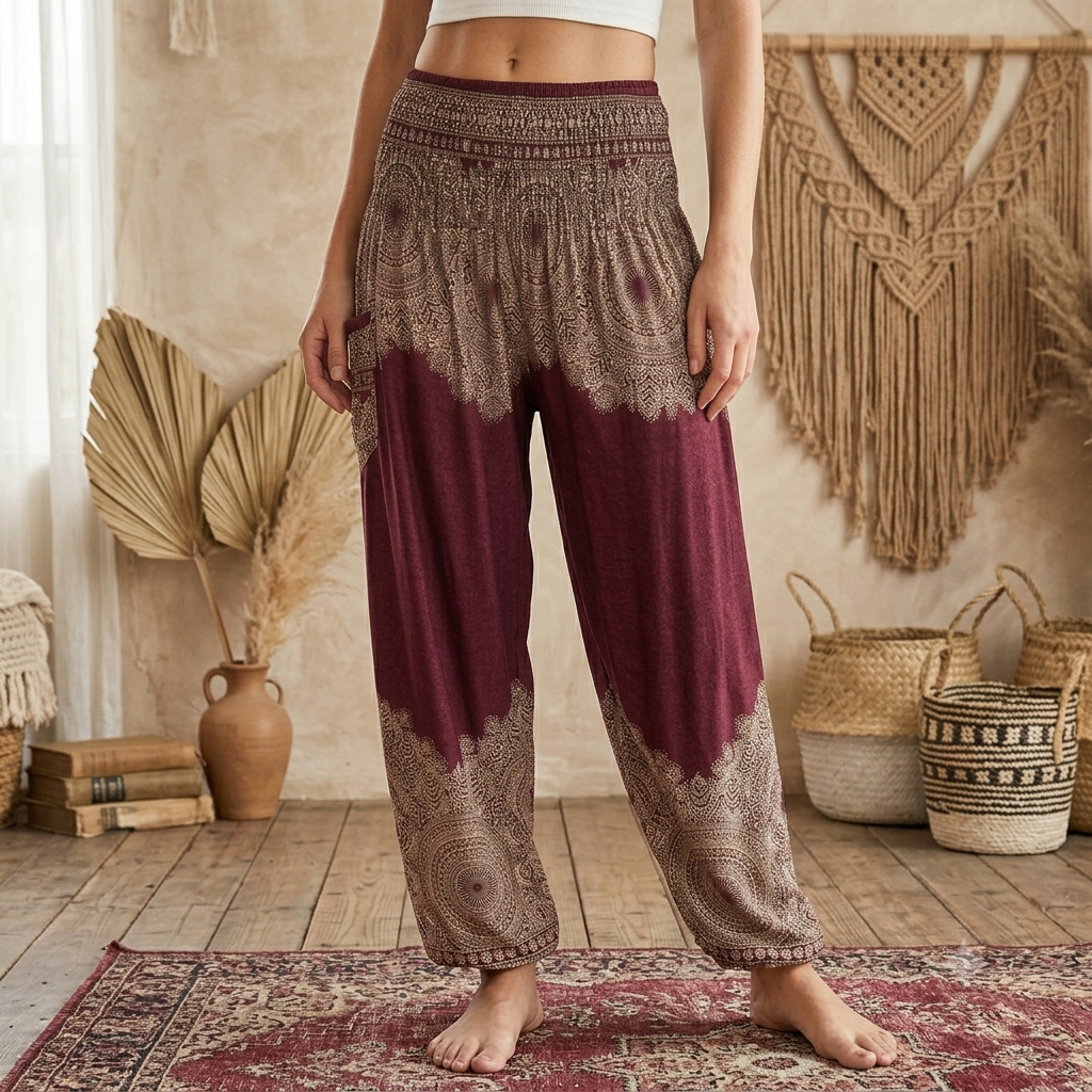 Thai Haremsbukser High-Cut Maroon