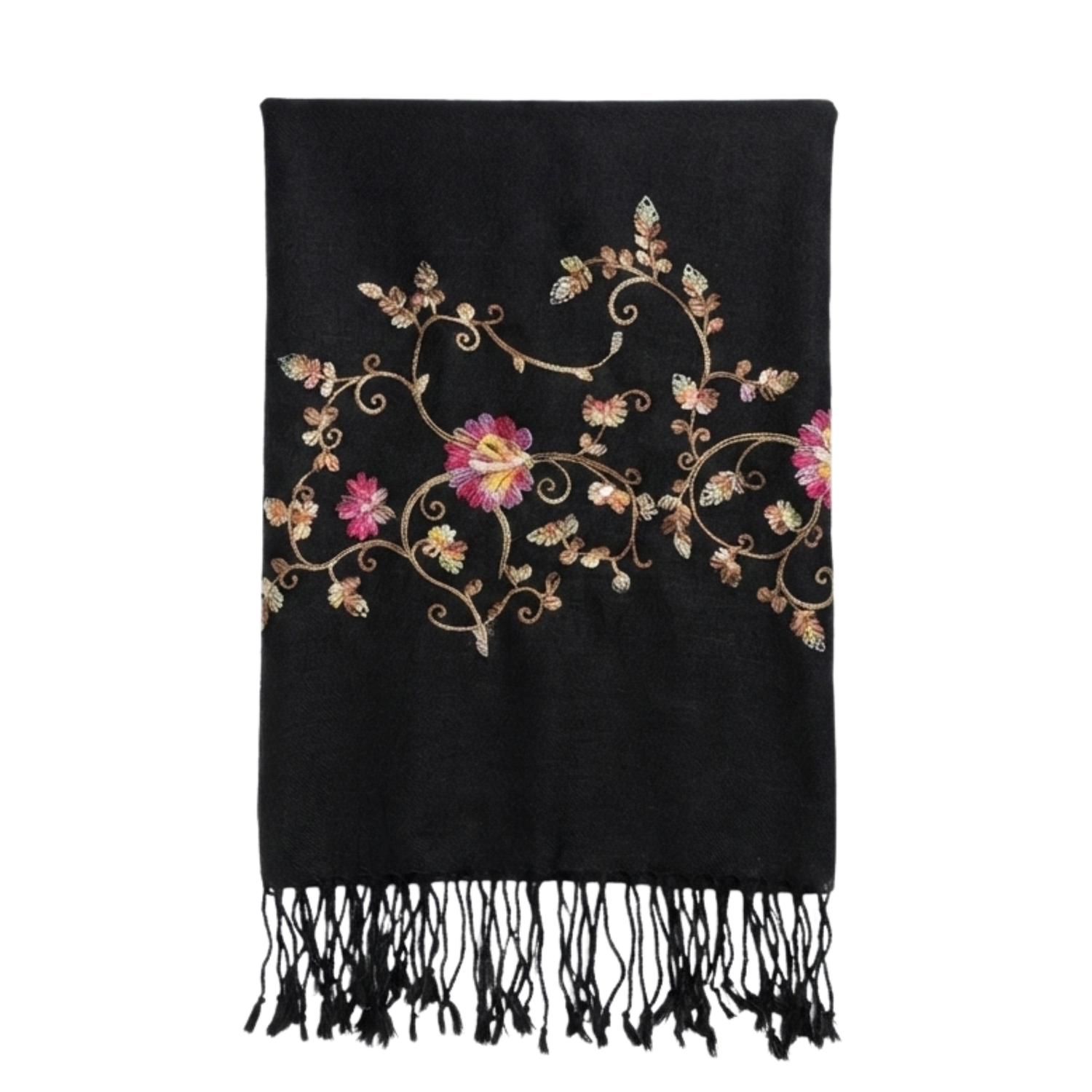 Nepal Pashmina Black Flowers