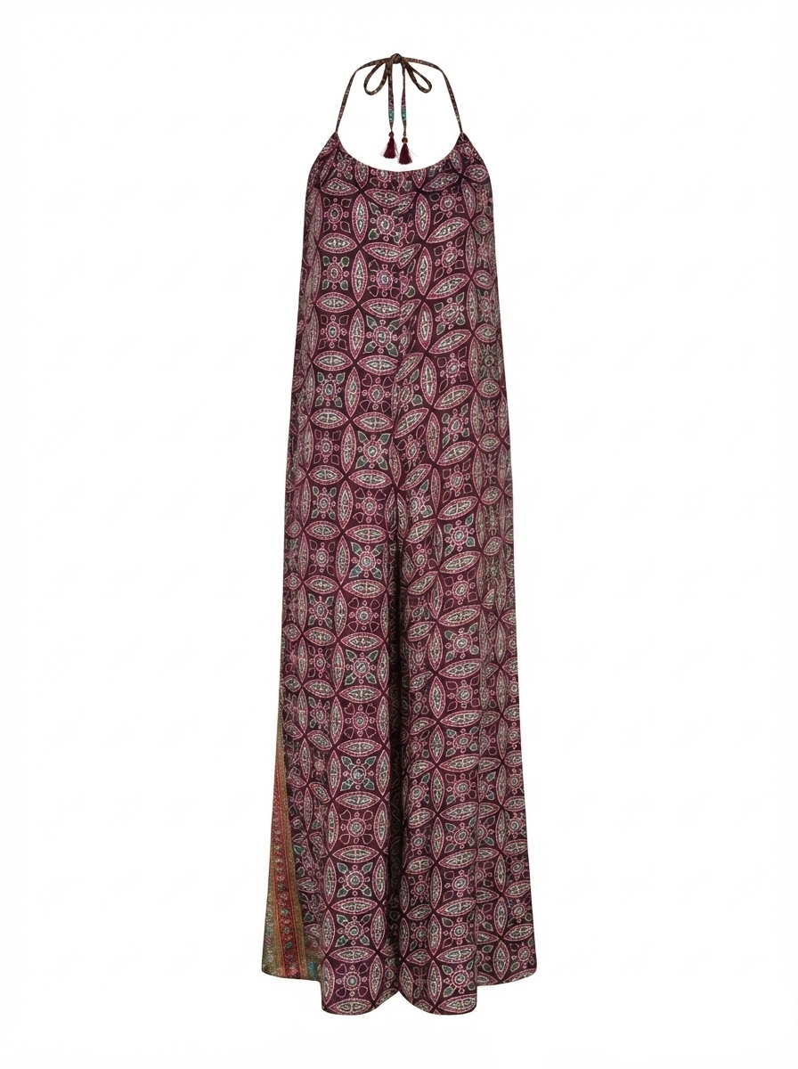 Nisha Halterneck Buksedragt - Burgundy
