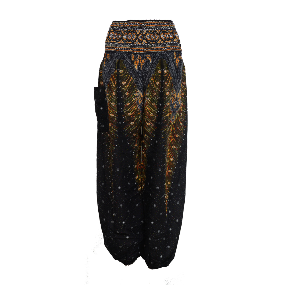 Thai Haremsbukser High-Cut Black Feathers